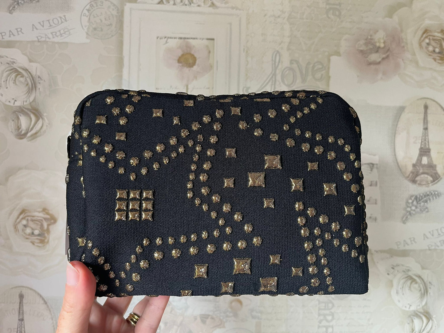 Gisela Graham gold star theme make up bag