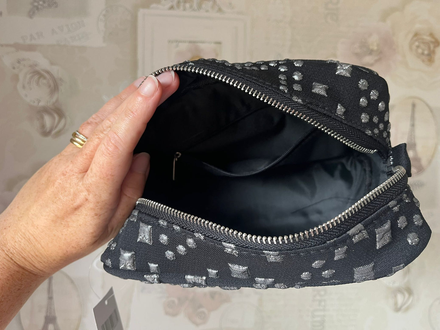 Gisela Graham silver star theme make up bag