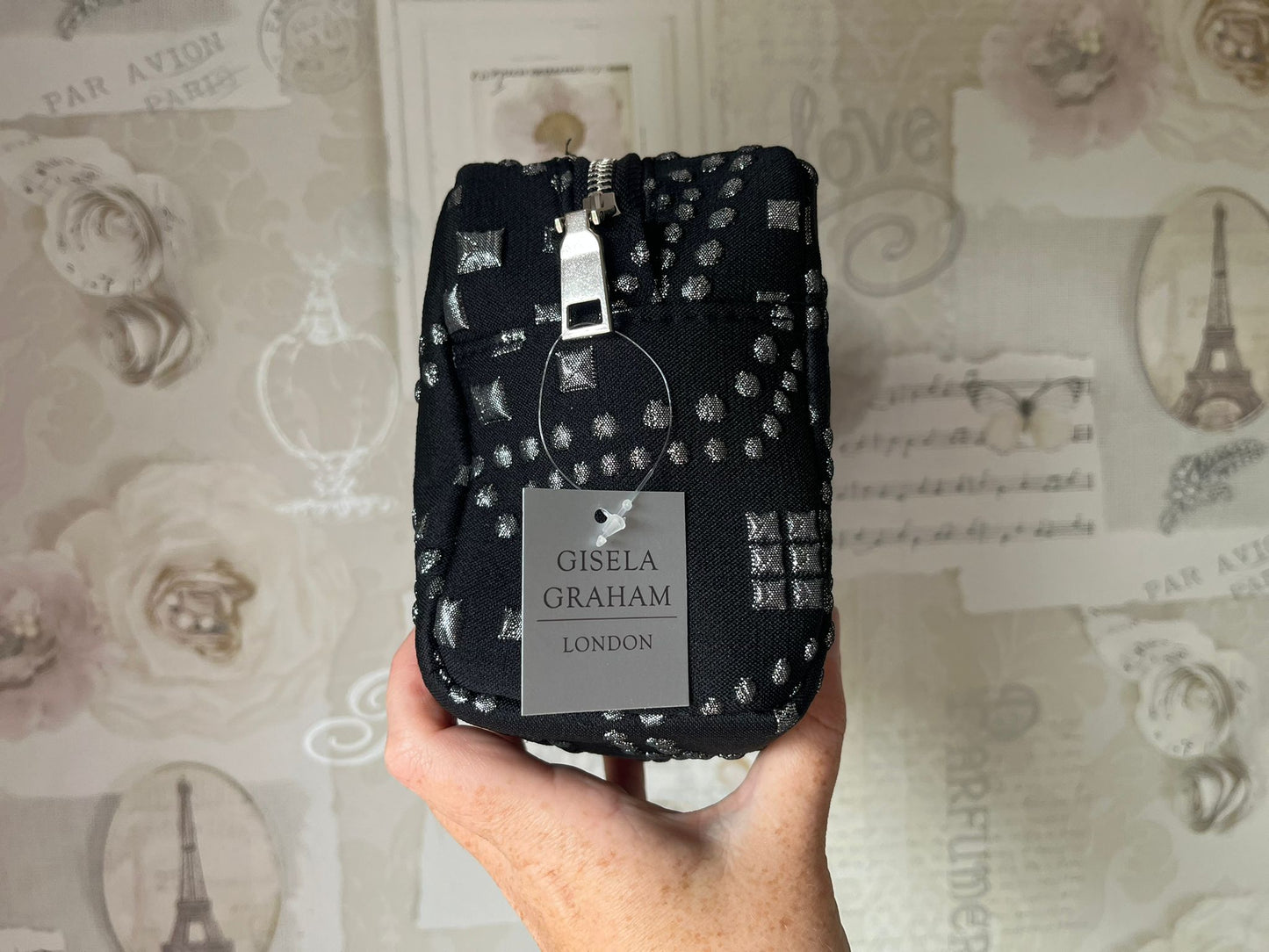 Gisela Graham silver star theme make up bag