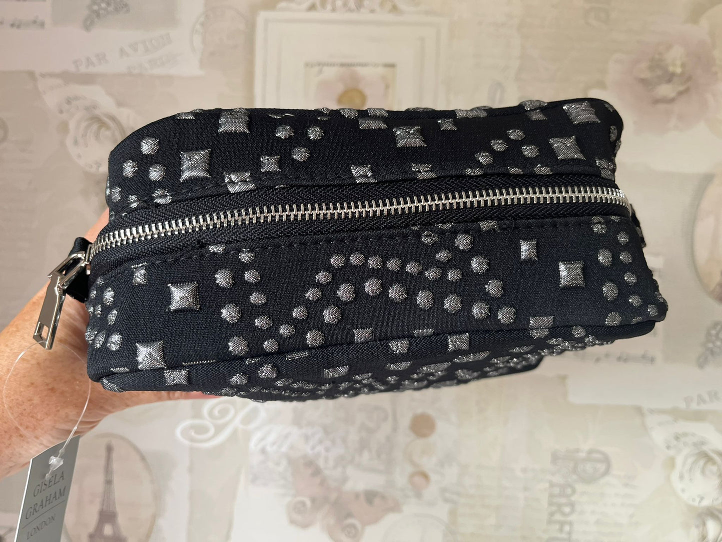 Gisela Graham silver star theme make up bag
