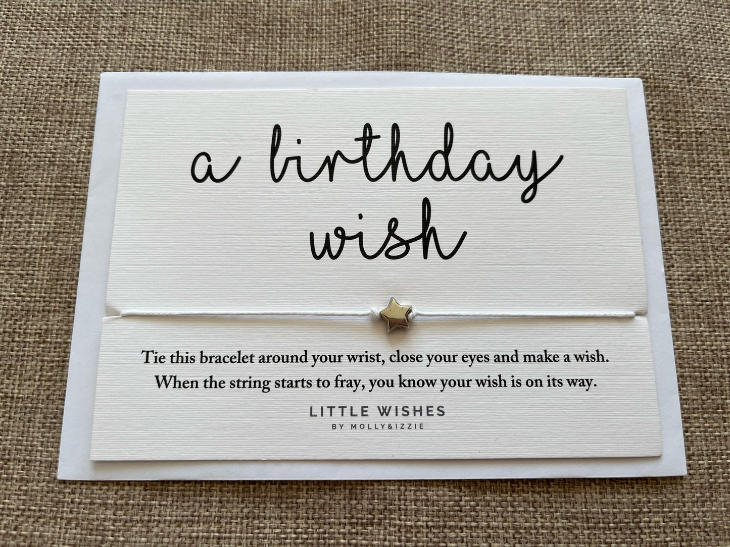 Molly & Izzie wish bracelet card - a birthday wish