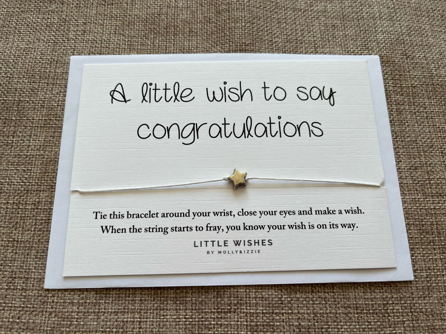 Molly & Izzie wish bracelet card - A little wish to say congratulations