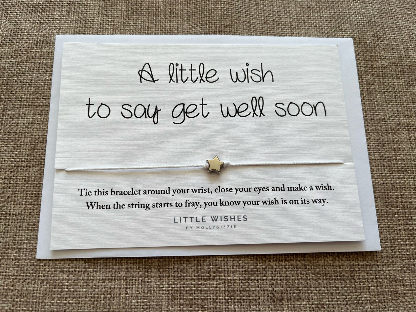Molly & Izzie wish bracelet card - A little wish to say get well soon