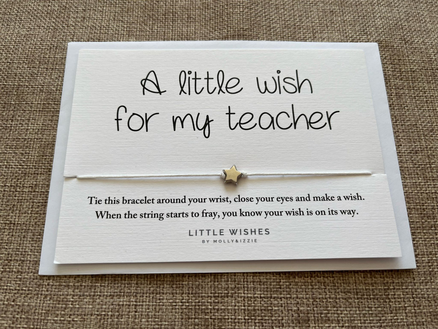 Molly & Izzie wish bracelet card - A little wish for my teacher