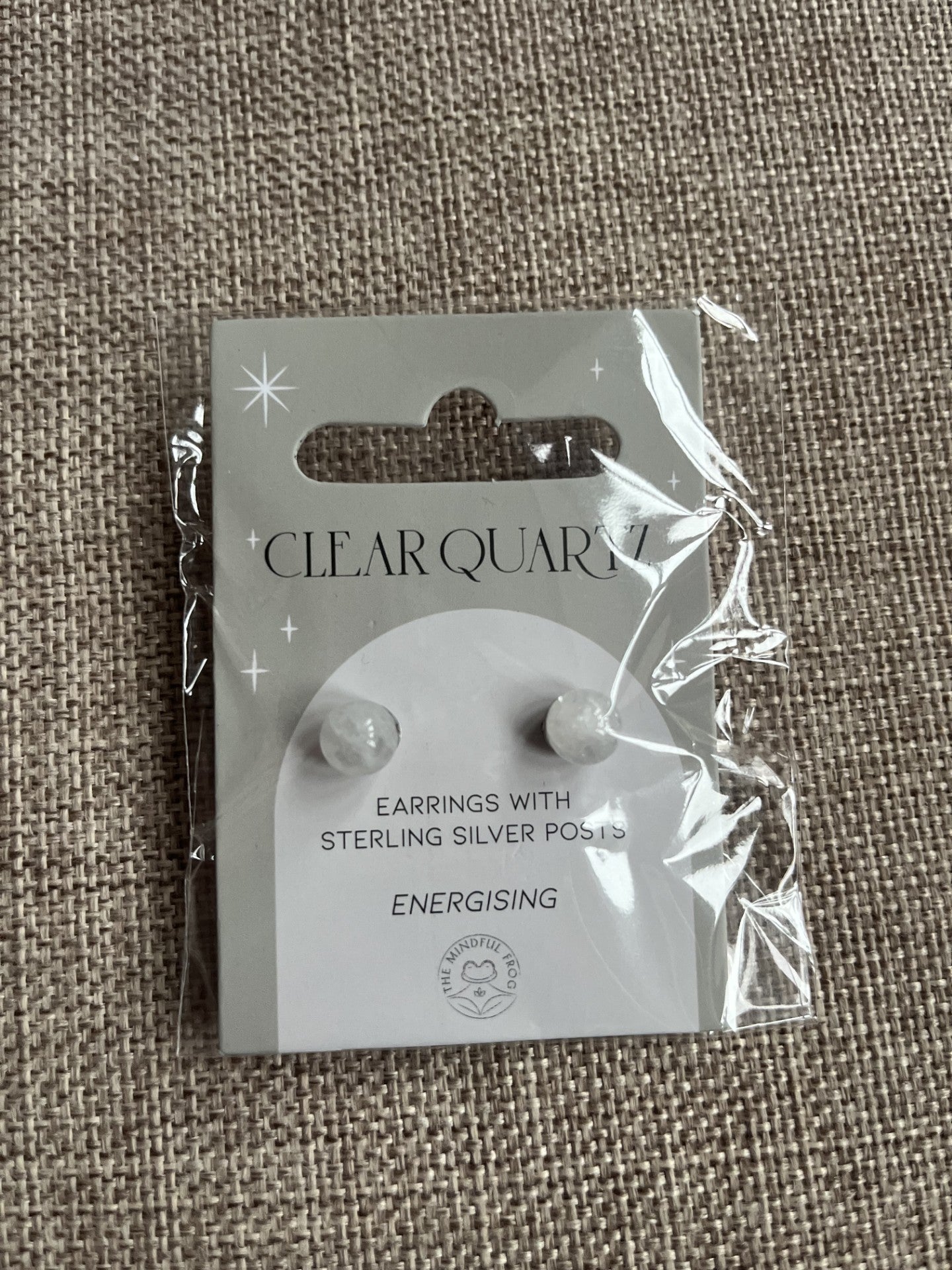 Clear quartz crystal stud earrings