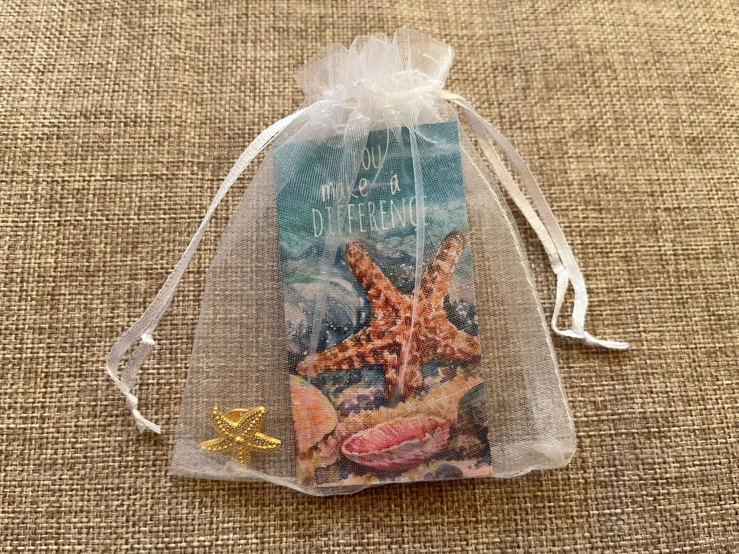 5x Starfish story pin badge motivational gift - you make a difference