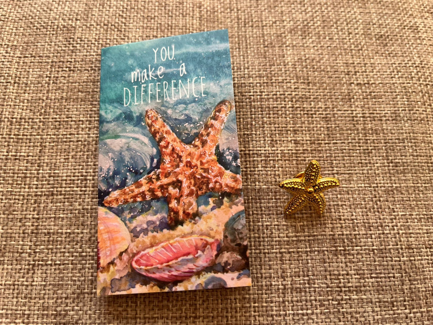 5x Starfish story pin badge motivational gift - you make a difference