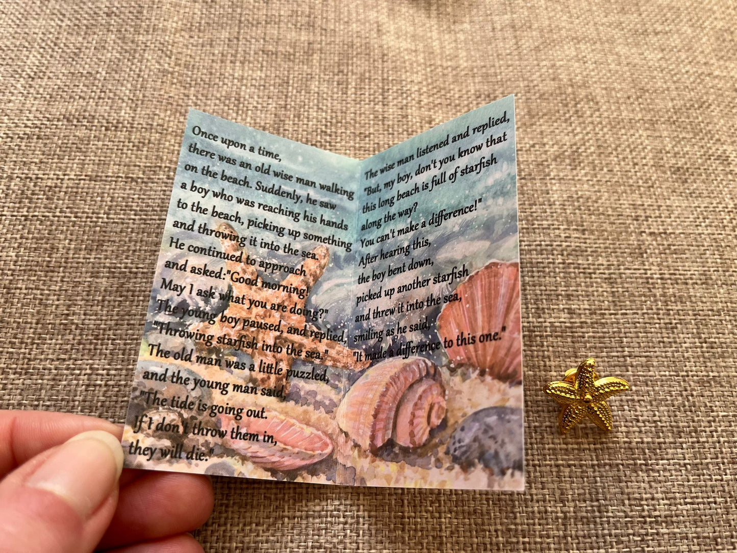 5x Starfish story pin badge motivational gift - you make a difference