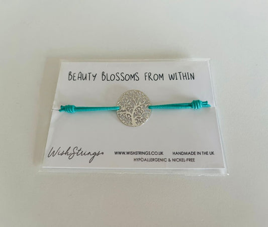 Wishstrings wish bracelet - beauty blossoms from within