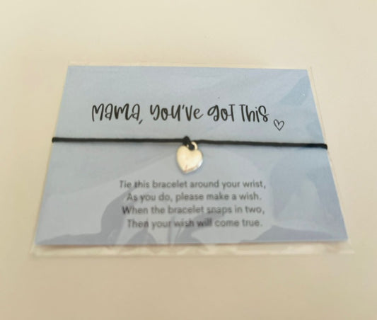 wish bracelet - mama you've got this (blue)