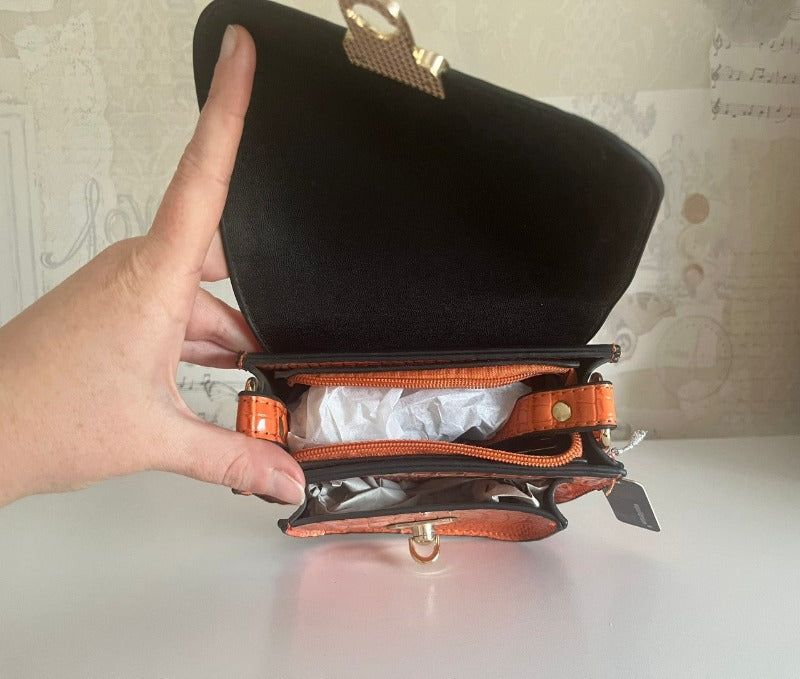 Equilibrium mock croc handbag - orange