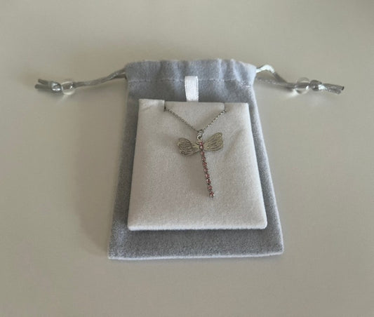 Equilibrium silver plated dragonfly necklace