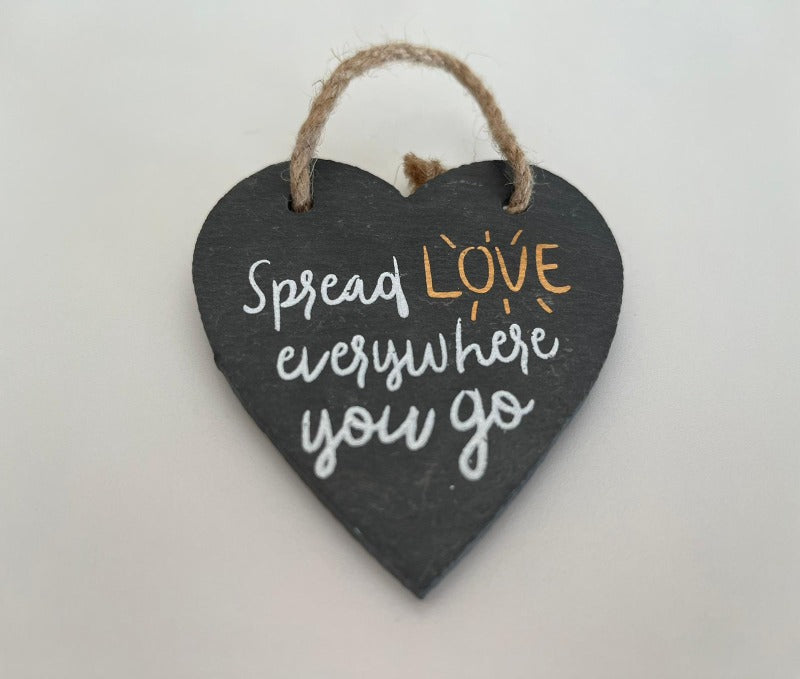Heart shaped slate plaque - spread love