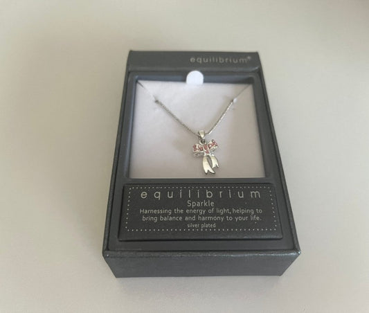 Equilibrium silver plated bow necklace