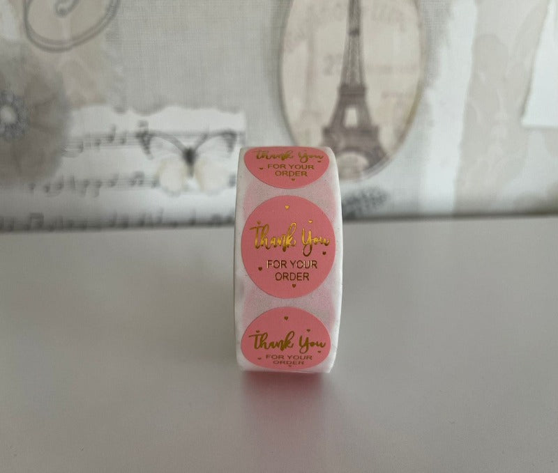 Thank you stickers - pink & gold