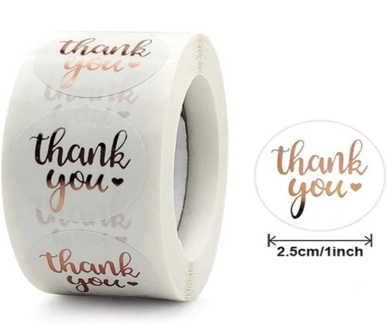 Thank you stickers - rose gold