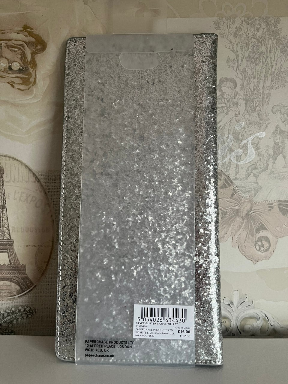 Paperchase silver glitter travel wallet