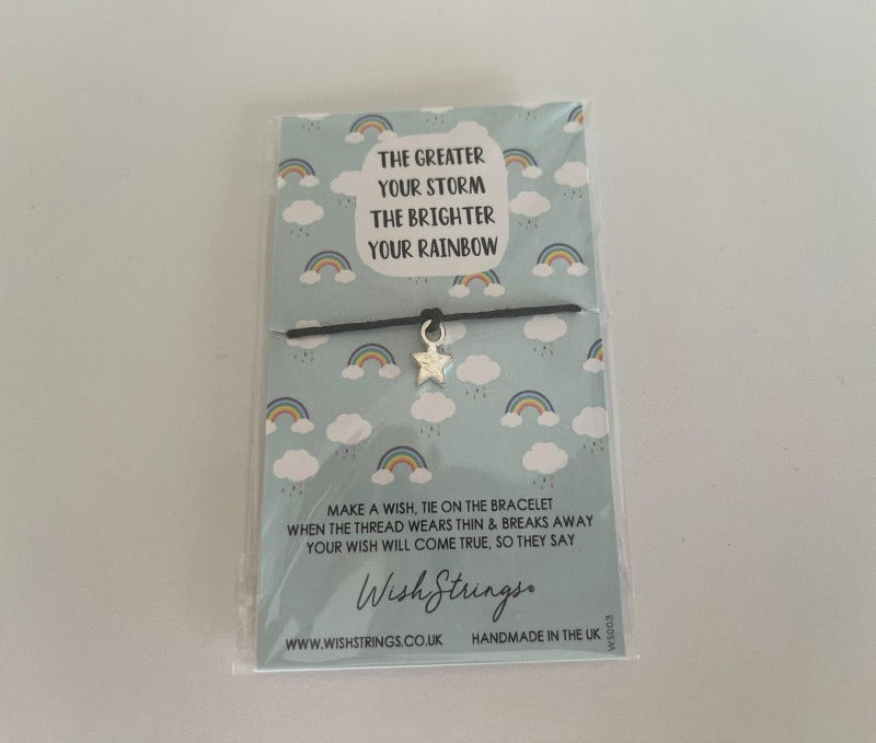 Wishstrings wish bracelet - the greater your storm the brighter your rainbow