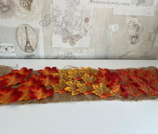 Autumn display bundle - hessian runner & artificial leaves