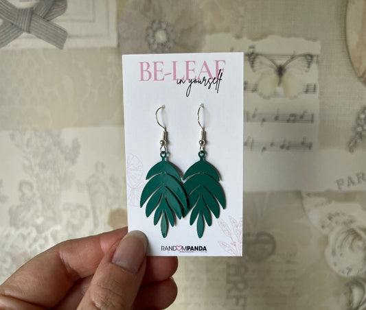 Be-leaf in yourself earrings - teal