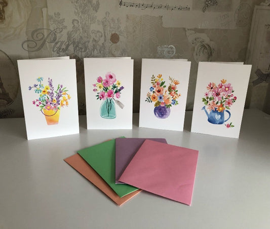 Set of 12 floral blank cards with envelopes