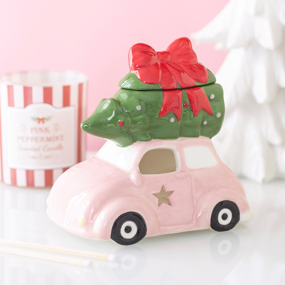 Pink car with Christmas tree oil/wax warmer