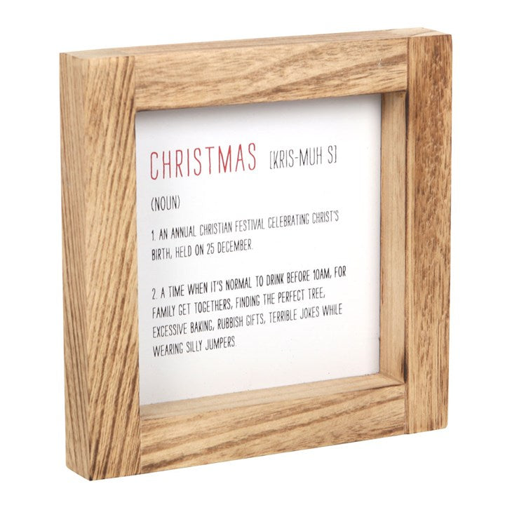 Christmas definition funny wooden sign