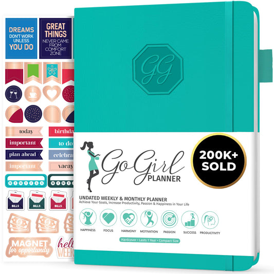 Go Girl undated planner with stickers - turquoise
