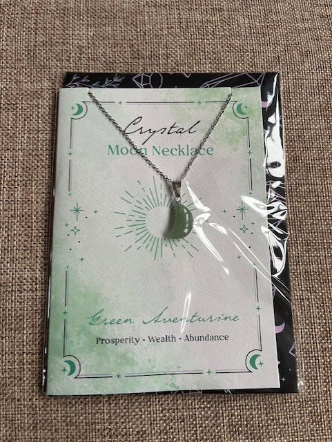 Green aventurine moon necklace