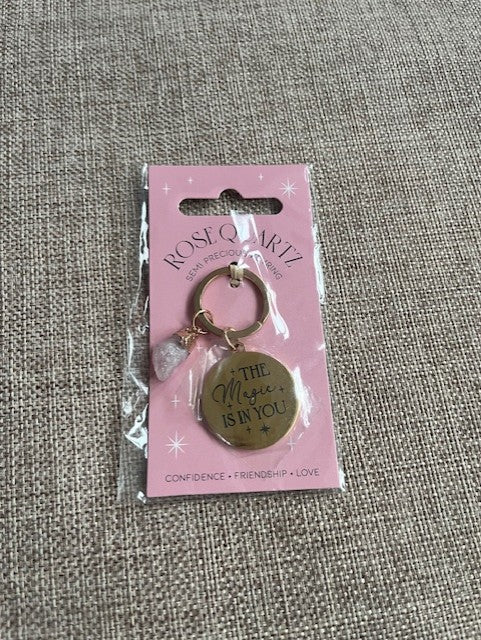 Rose quartz 'the magic is in you' keyring