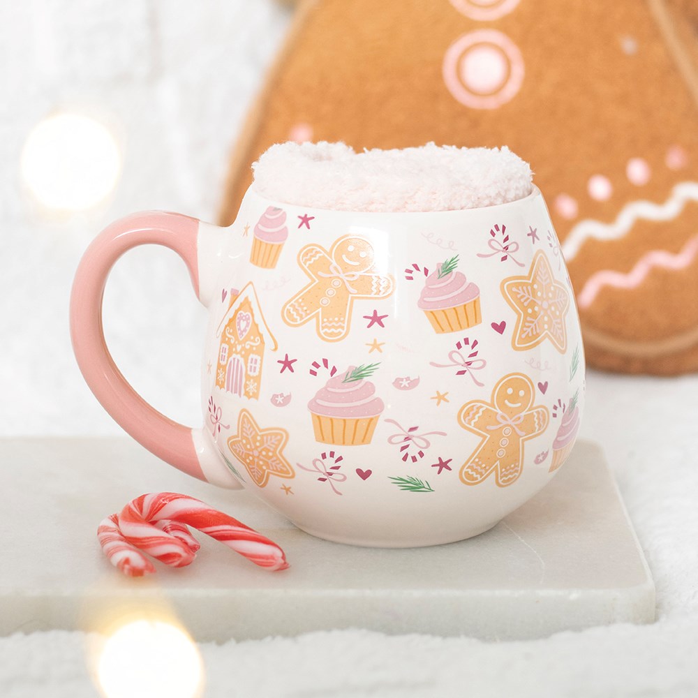 Sugarplum bakery mug and fluffy socks set