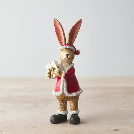 Rabbit dressed as Santa decoration