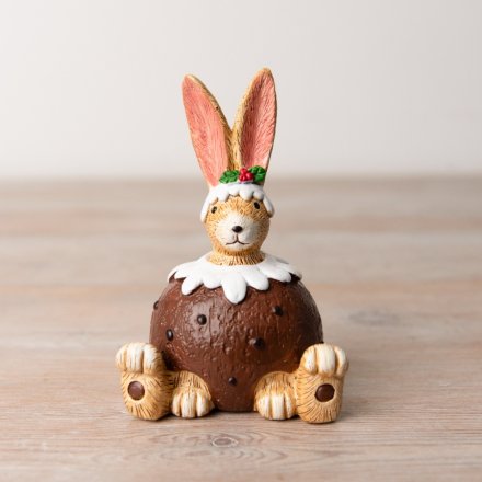 Rabbit in a Christmas pudding decoration