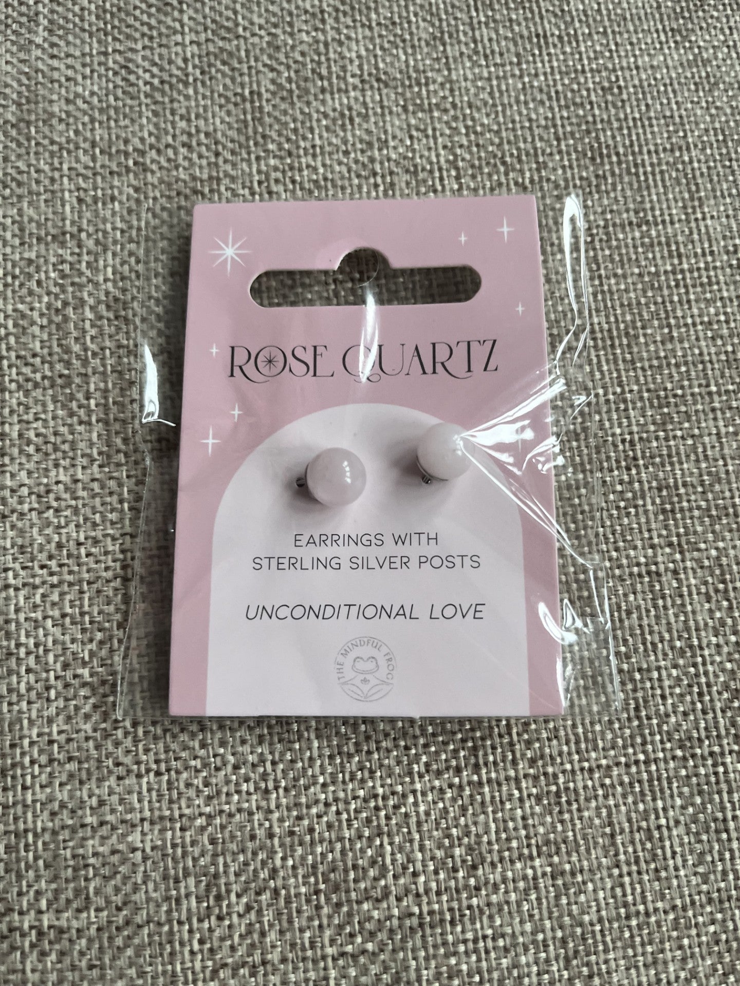 Rose quartz crystal stud earrings