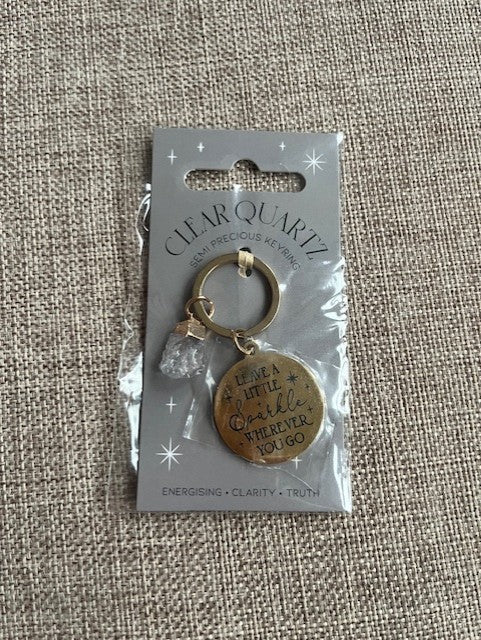 Clear quartz 'leave a little sparkle wherever you go' keyring