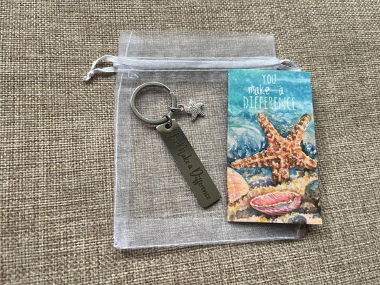 Starfish story keyring motivational gift - you make a difference