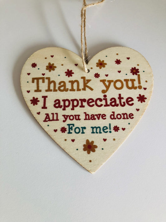 Thank you wooden hanging heart