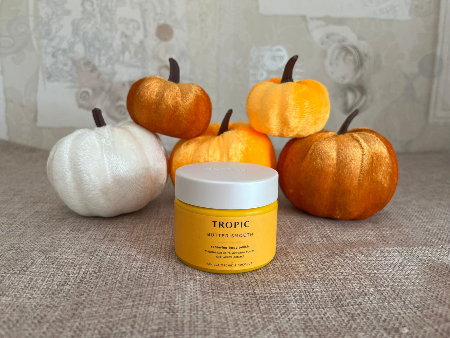 Decorative display velvet pumpkins - set of 6
