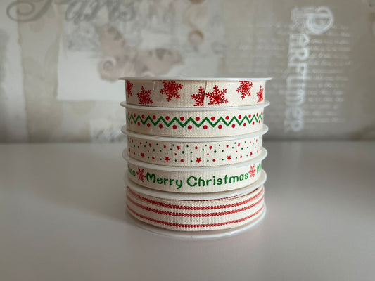 Christmas ribbon - 5 x 5 metres - cream