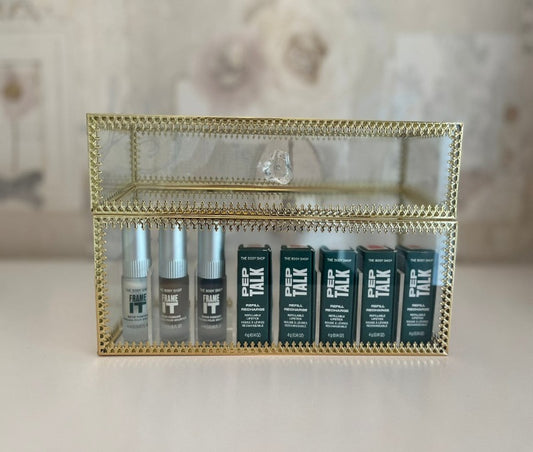 Beautiful glass make up organiser box