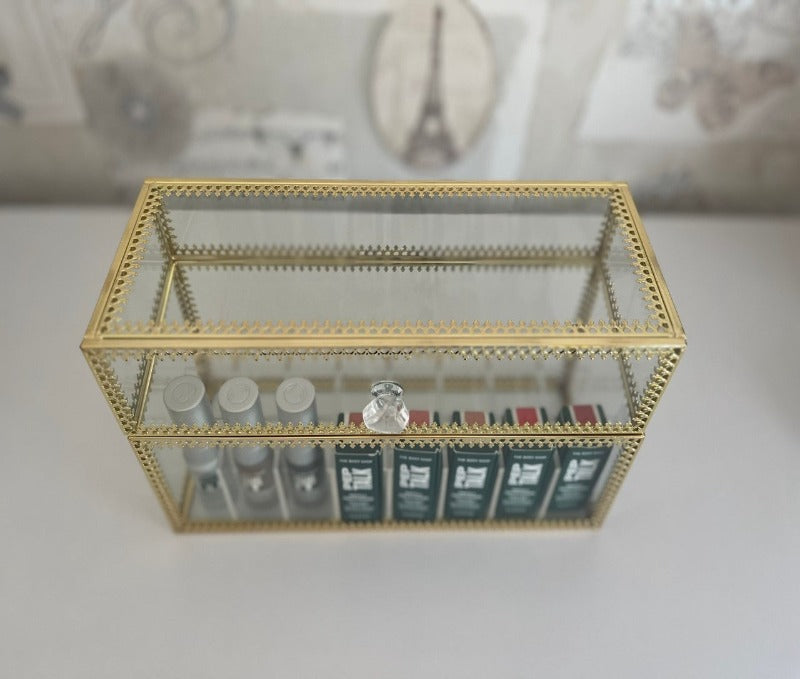 Beautiful glass make up organiser box