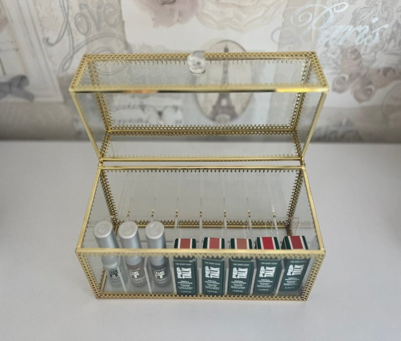 Beautiful glass make up organiser box