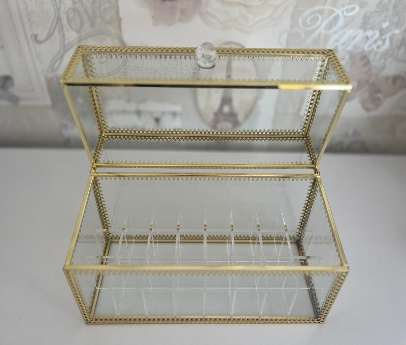 Beautiful glass make up organiser box