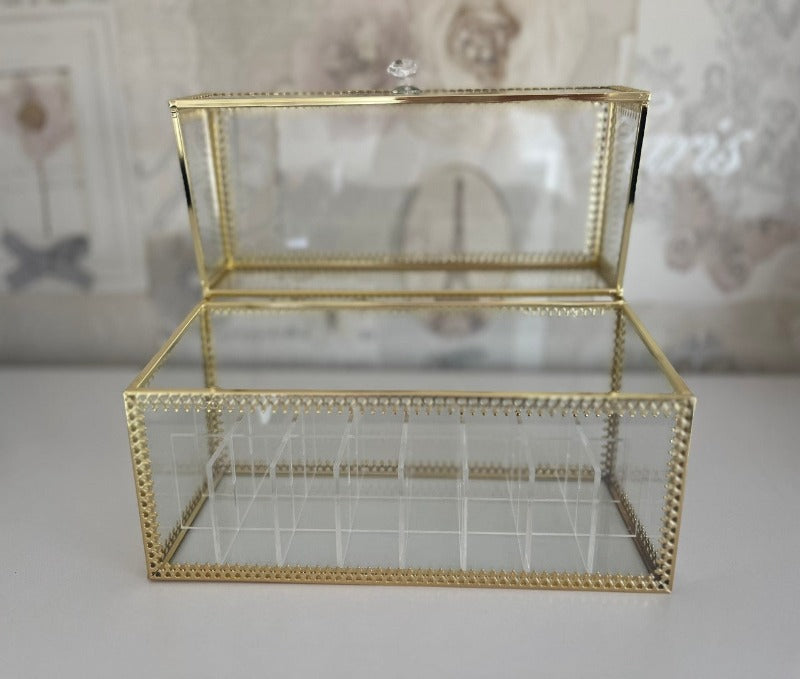 Beautiful glass make up organiser box