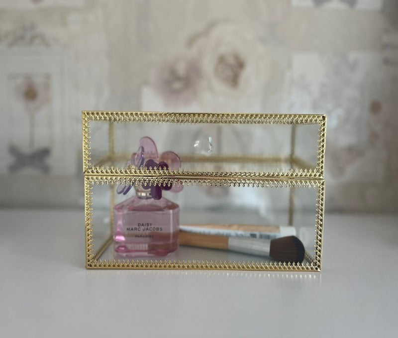 Beautiful glass make up organiser box